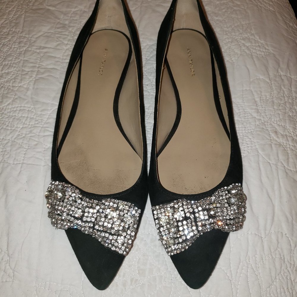 Ann Taylor Rhinestone Bow Flats
